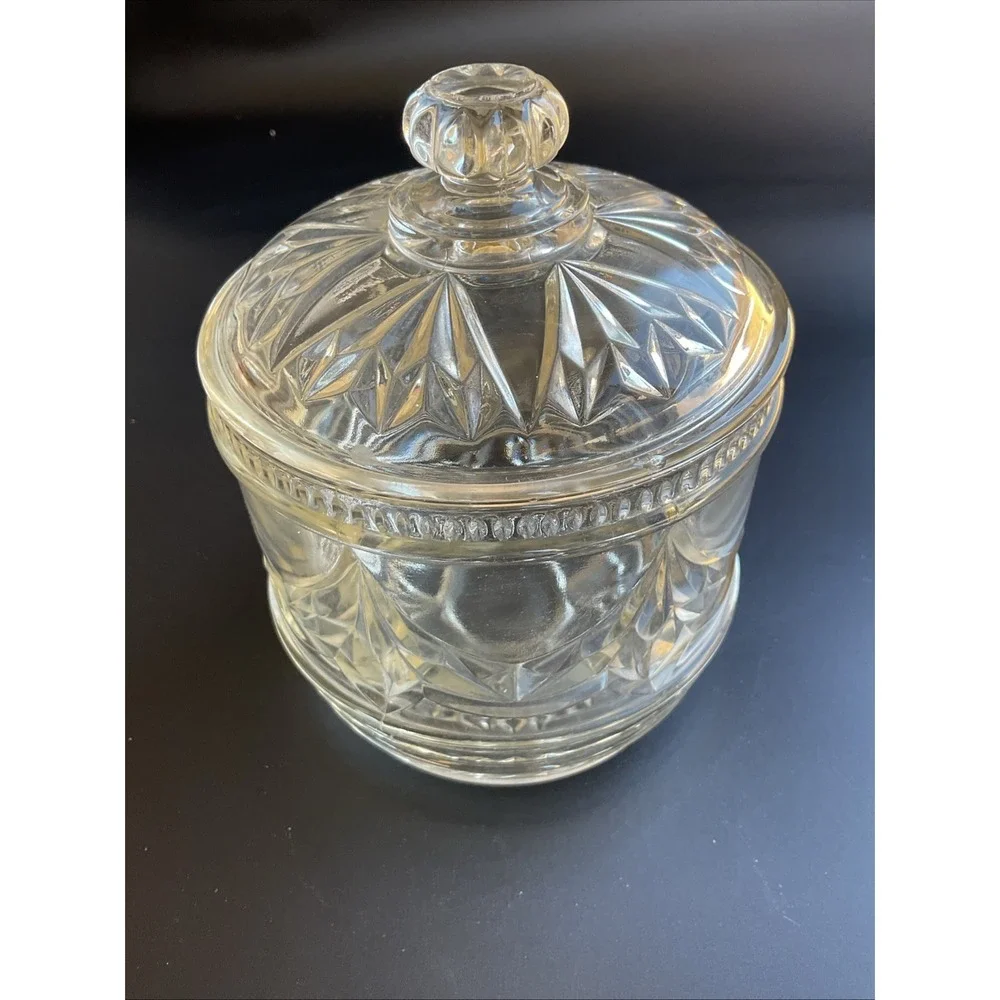 Vintage Glass Candy Box With Lid Decorative Collection Minor 